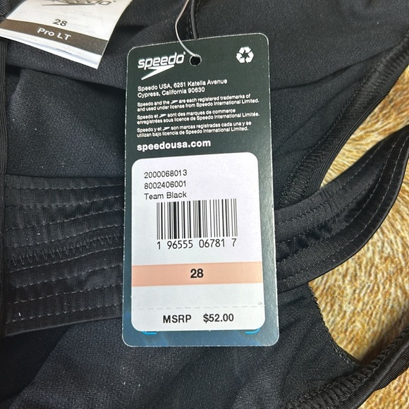 NWT Speedo Classic Black Swimsuit F FL 8002406001 Eco Solid Super Pro Sz 28 New - Picture 5 of 6